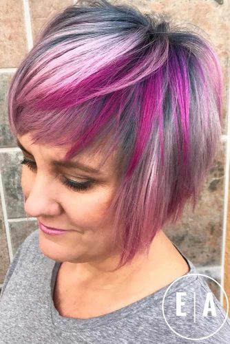 Short Hairstyles For Women Over 50 Bob Cut Color Mix Grey